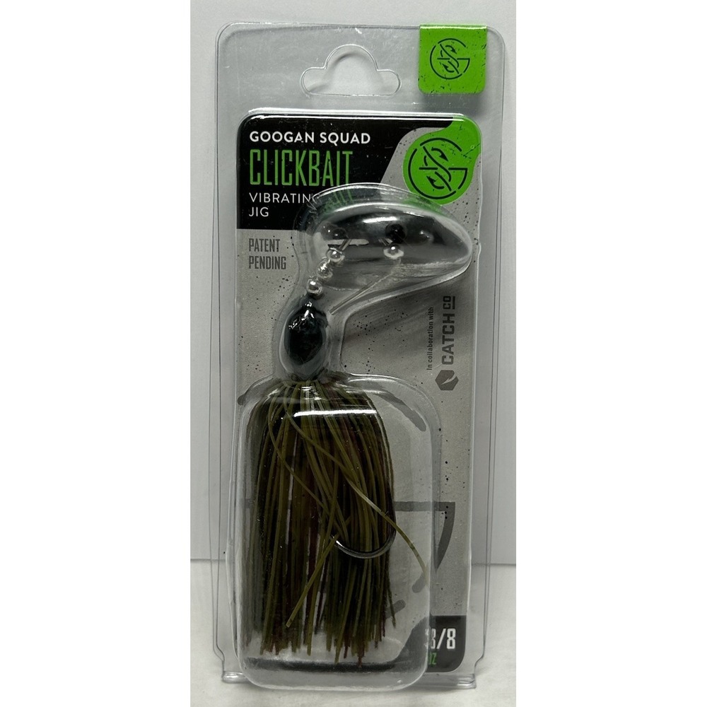 Googan‎ Squad Clickbait Vibrating Jig 3/8 oz Green Pumpkin Fishing Lure New